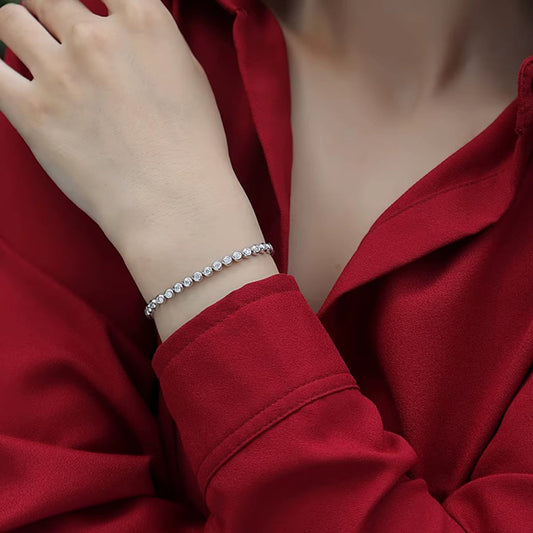 GRA Certified Moissanite Women'S Tennis Bracelet 925 Sterling Silver Plated 18K Platinum 2.5Mm round Bubble Diamond Bracelet