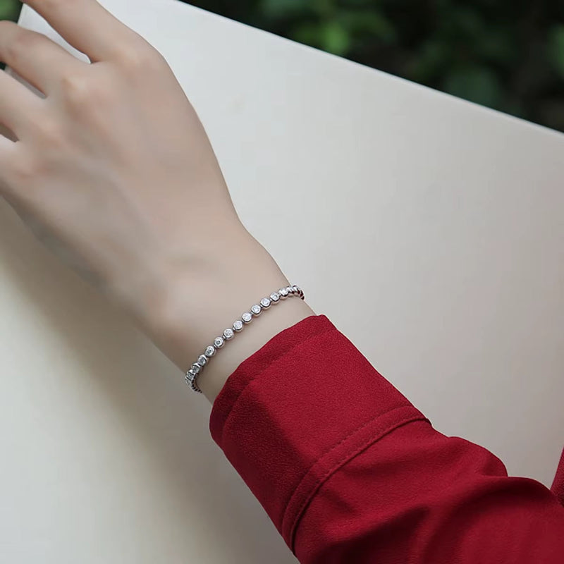 GRA Certified Moissanite Women'S Tennis Bracelet 925 Sterling Silver Plated 18K Platinum 2.5Mm round Bubble Diamond Bracelet