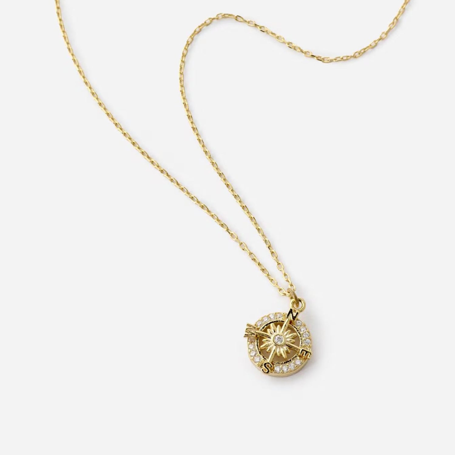 Dainty Diamond Compass Necklace,Travel Gift,Coordinate Necklace,Graduation Gift,925 Sterling Silver Necklace,Southwest Necklace,Student Gift