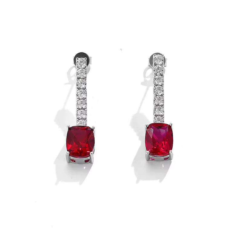 Emerald Diamond Drop Earrings for Women 925 Sterling Silver Ruby Long Tassel Dangle Ear Stud Party Fine Jewelry Wholesale