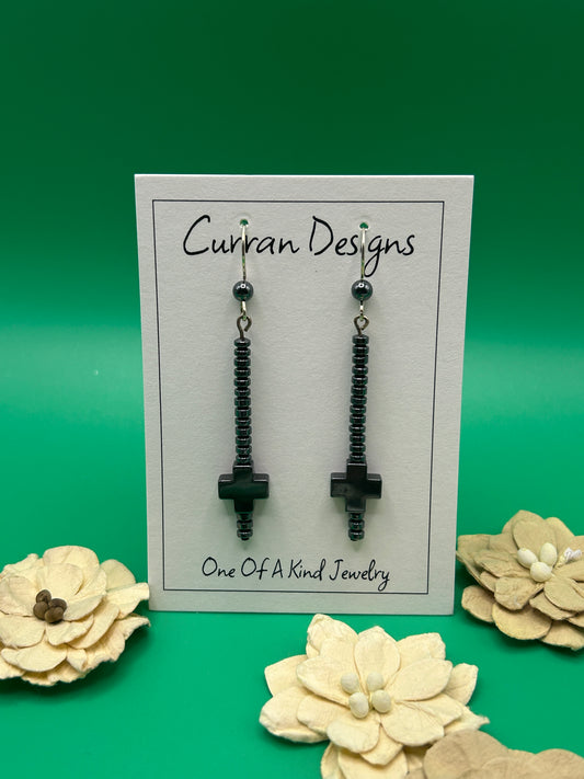 Hematite Cross Earrings