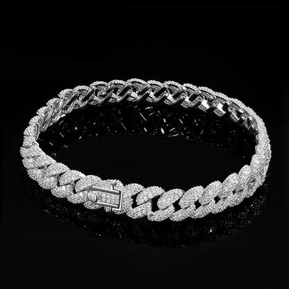 8Mm Cuban Bracelet 100% S925 Sterling Silver Plated 18K Lab Grow Zircon Diamond Tennis Bracelets for Women Man