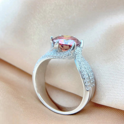 100% Real 5CT Red Moissanite Diamond Ring for Women S925 Sterling Silver Diamond Rings with GRA Wedding Band Fine Jewelry