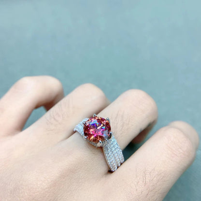 100% Real 5CT Red Moissanite Diamond Ring for Women S925 Sterling Silver Diamond Rings with GRA Wedding Band Fine Jewelry