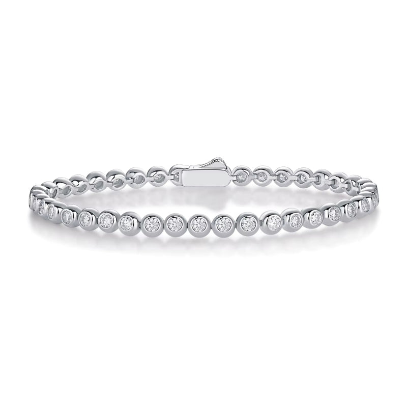 GRA Certified Moissanite Women'S Tennis Bracelet 925 Sterling Silver Plated 18K Platinum 2.5Mm round Bubble Diamond Bracelet