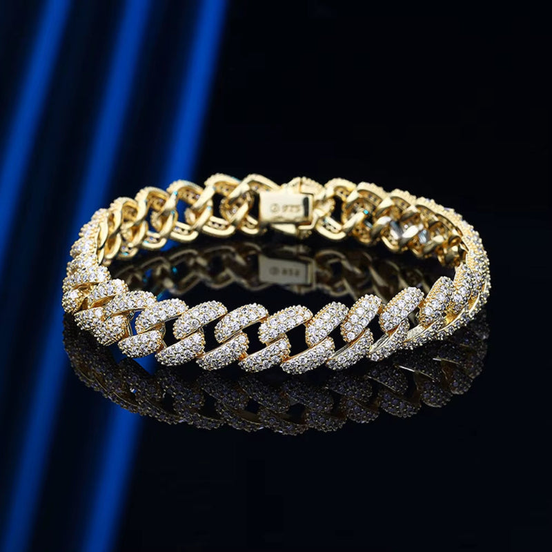 8Mm Cuban Bracelet 100% S925 Sterling Silver Plated 18K Lab Grow Zircon Diamond Tennis Bracelets for Women Man