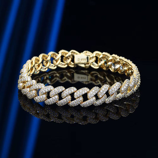 8Mm Cuban Bracelet 100% S925 Sterling Silver Plated 18K Lab Grow Zircon Diamond Tennis Bracelets for Women Man