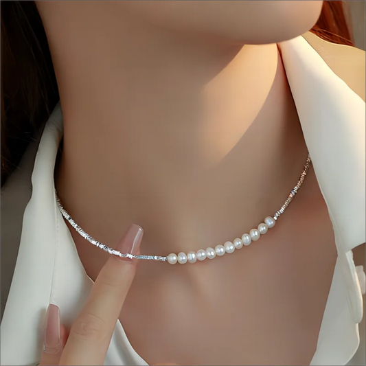 Irregular Small 925 Sterling Silver Freshwater 5-6Mm White Pearl Necklace Fine Trendy Jewelry Gift for Women Girls