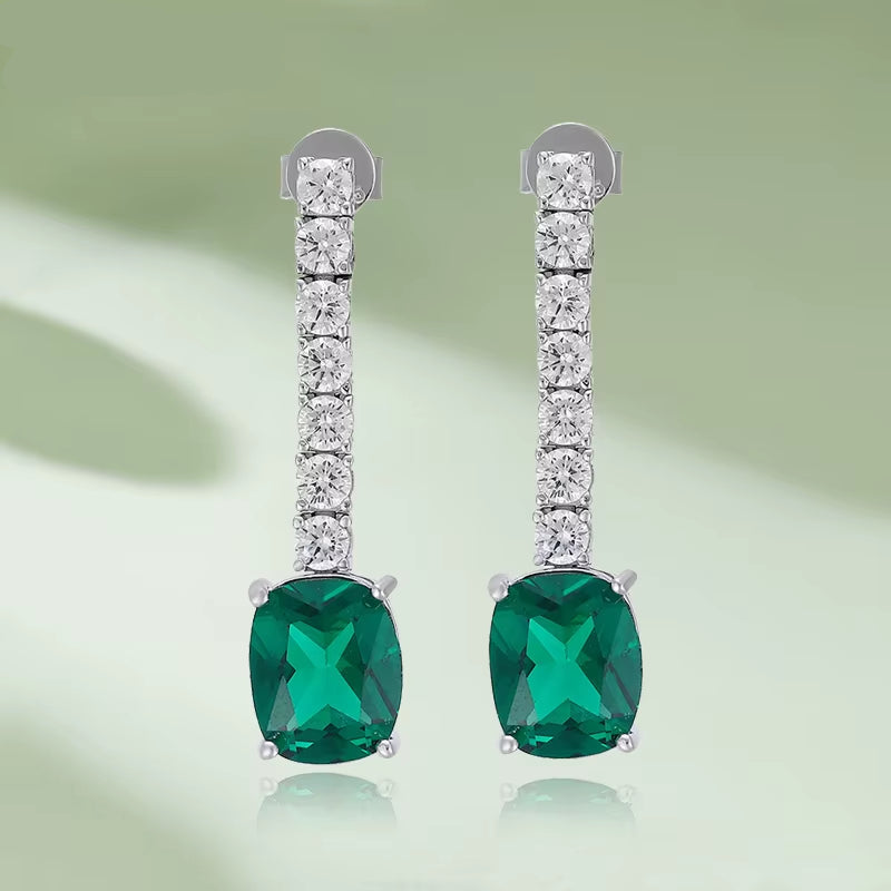 Emerald Diamond Drop Earrings for Women 925 Sterling Silver Ruby Long Tassel Dangle Ear Stud Party Fine Jewelry Wholesale