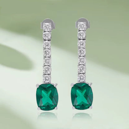 Emerald Diamond Drop Earrings for Women 925 Sterling Silver Ruby Long Tassel Dangle Ear Stud Party Fine Jewelry Wholesale