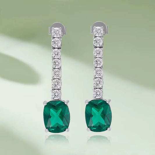 Emerald Diamond Drop Earrings for Women 925 Sterling Silver Ruby Long Tassel Dangle Ear Stud Party Fine Jewelry Wholesale