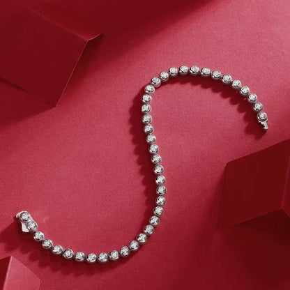 GRA Certified Moissanite Women'S Tennis Bracelet 925 Sterling Silver Plated 18K Platinum 2.5Mm round Bubble Diamond Bracelet