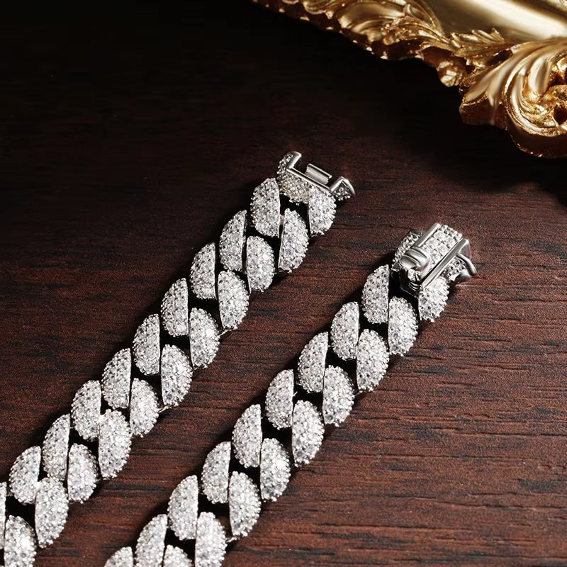 8Mm Cuban Bracelet 100% S925 Sterling Silver Plated 18K Lab Grow Zircon Diamond Tennis Bracelets for Women Man